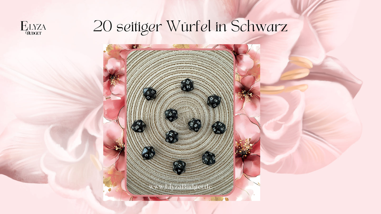 Schwarzer 20seitiger Würfel