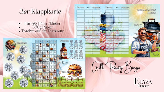 Dreier Klappkarte Grill Party Bingo