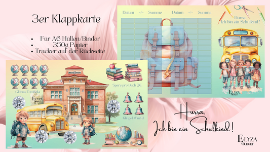 Dreier Klappkarte Hurra, ich bin ein Schulkind!