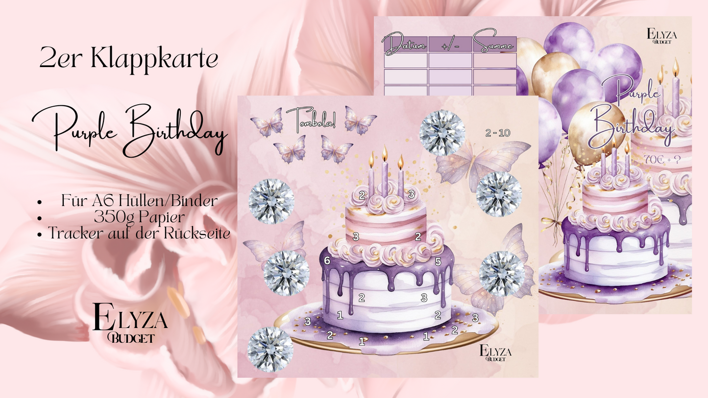Zweier Klappkarte Purple Birthday