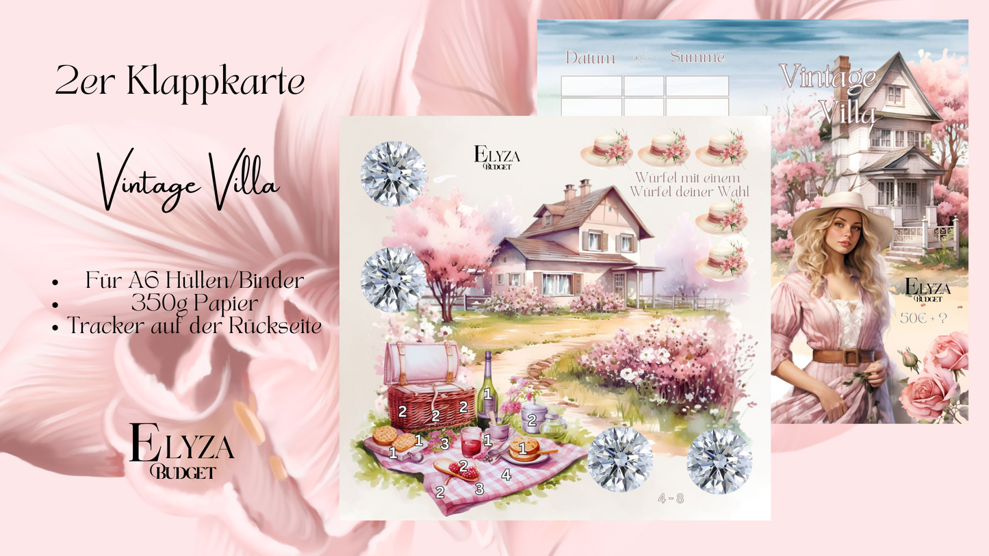 Zweier Klappkarte Vintage Villa
